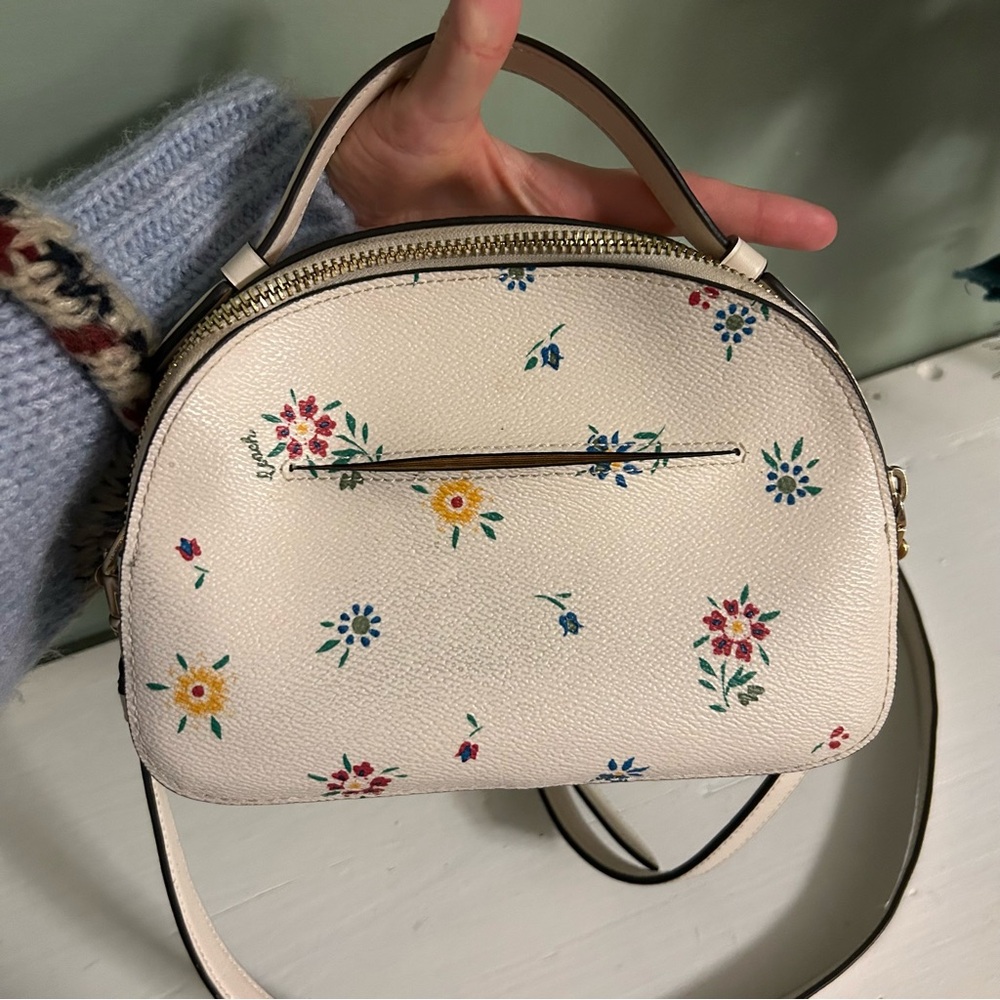 Coach Serena Satchel‎ White Leather with Floral Design Crossbody - Picture 6 of 10